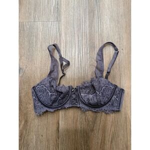 Victoria's Secret Dream Angels Push Up Bra Lace Overlay Corset Detail Gray 34B